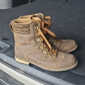 Brown Lace-Up Ankle Boots